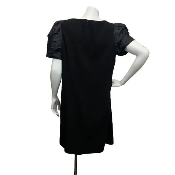 Rickie Freeman Teri John 14 Black w/ Gray Puffy Short Sleeve Retro Mini Dress